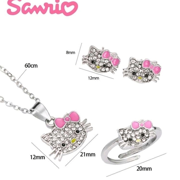 🔹️Hello Kitty🔹️  Cat Pendant Necklace, Ring, Earrings Set ✨️💞 - Picture 4 of 4